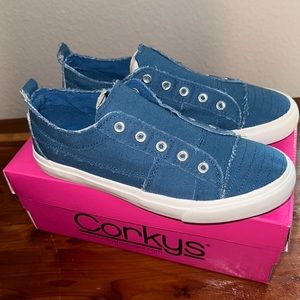 New! Blue corkys slip on sneakers